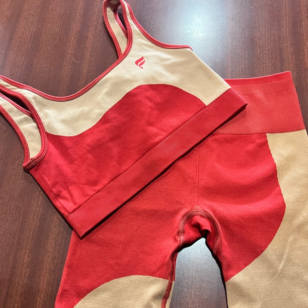 Fabletic Red and Tan activewear set